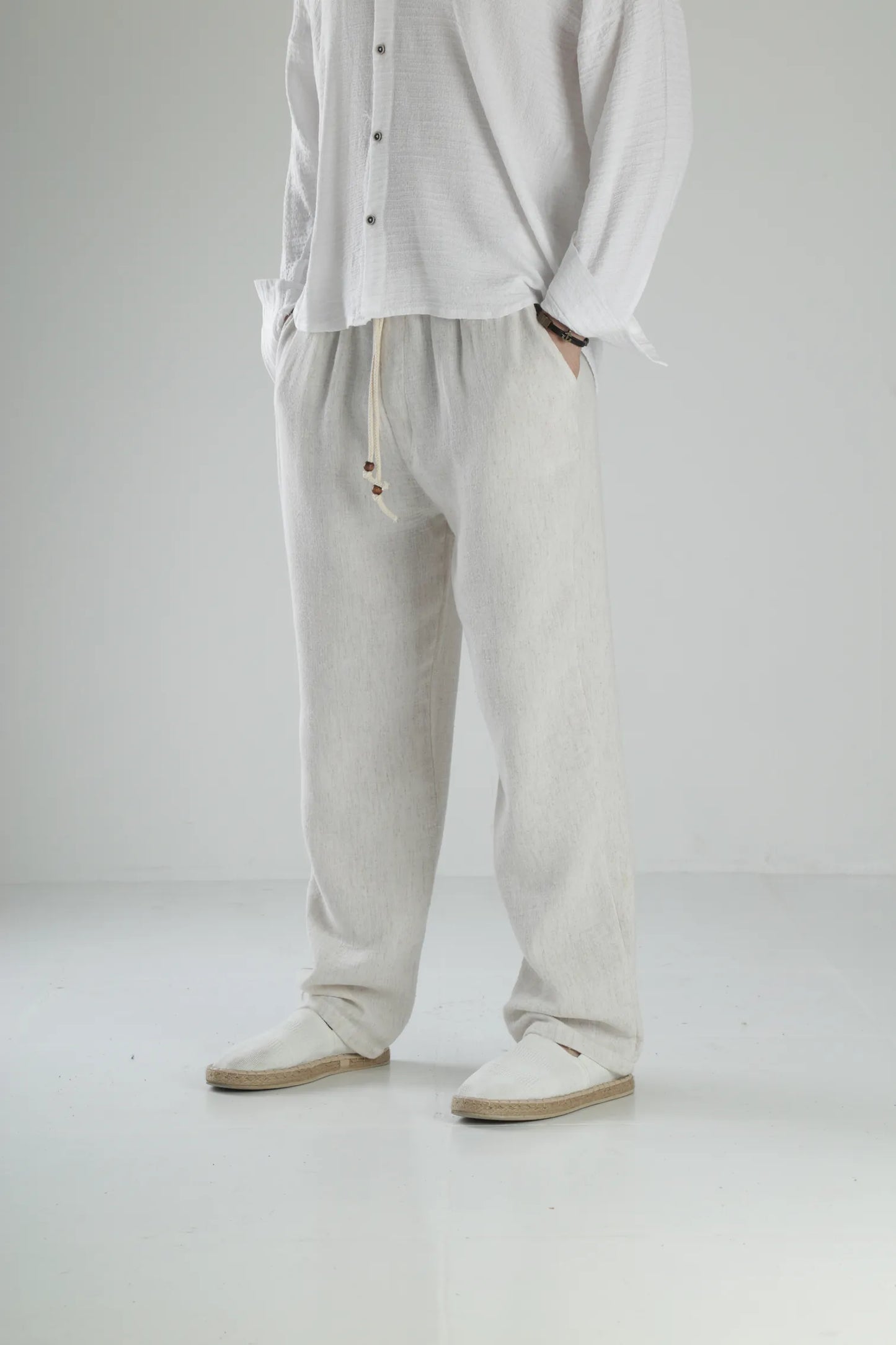 Peskun Linen Baggy Pants - Beige