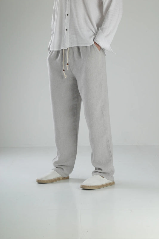Peskun Linen Baggy Pants - Gray
