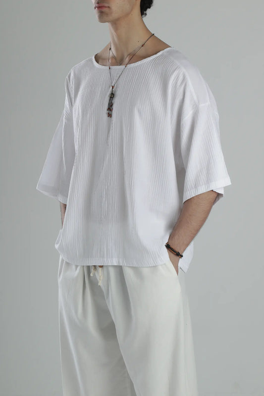 Boho Harem Muslin T-Shirt - White