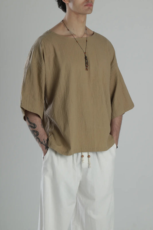 Boho Harem Muslin T-Shirt - Brown