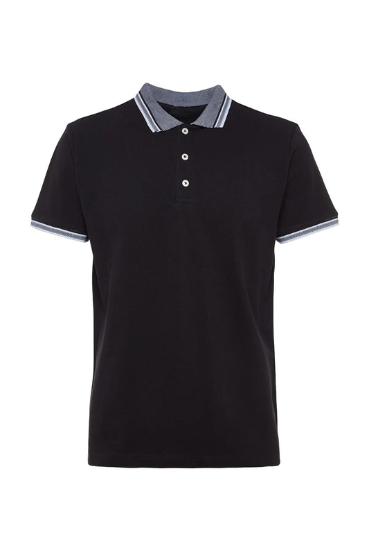 تي شيرت بولو أسود بقصّة Slim Fit