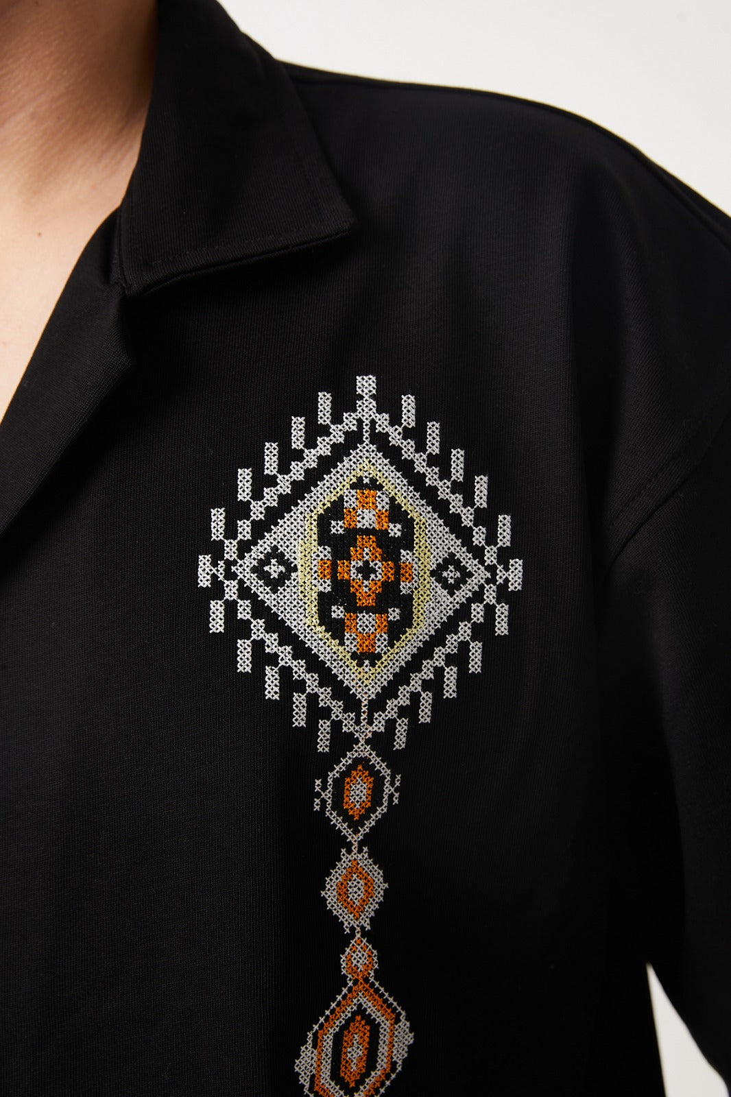Apache Collar, Embroidered Detail, Supreme Shirt - Black