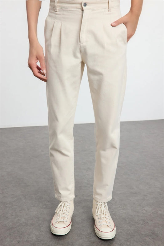 Stone Stitched Balloon Fit Gabardine Trousers