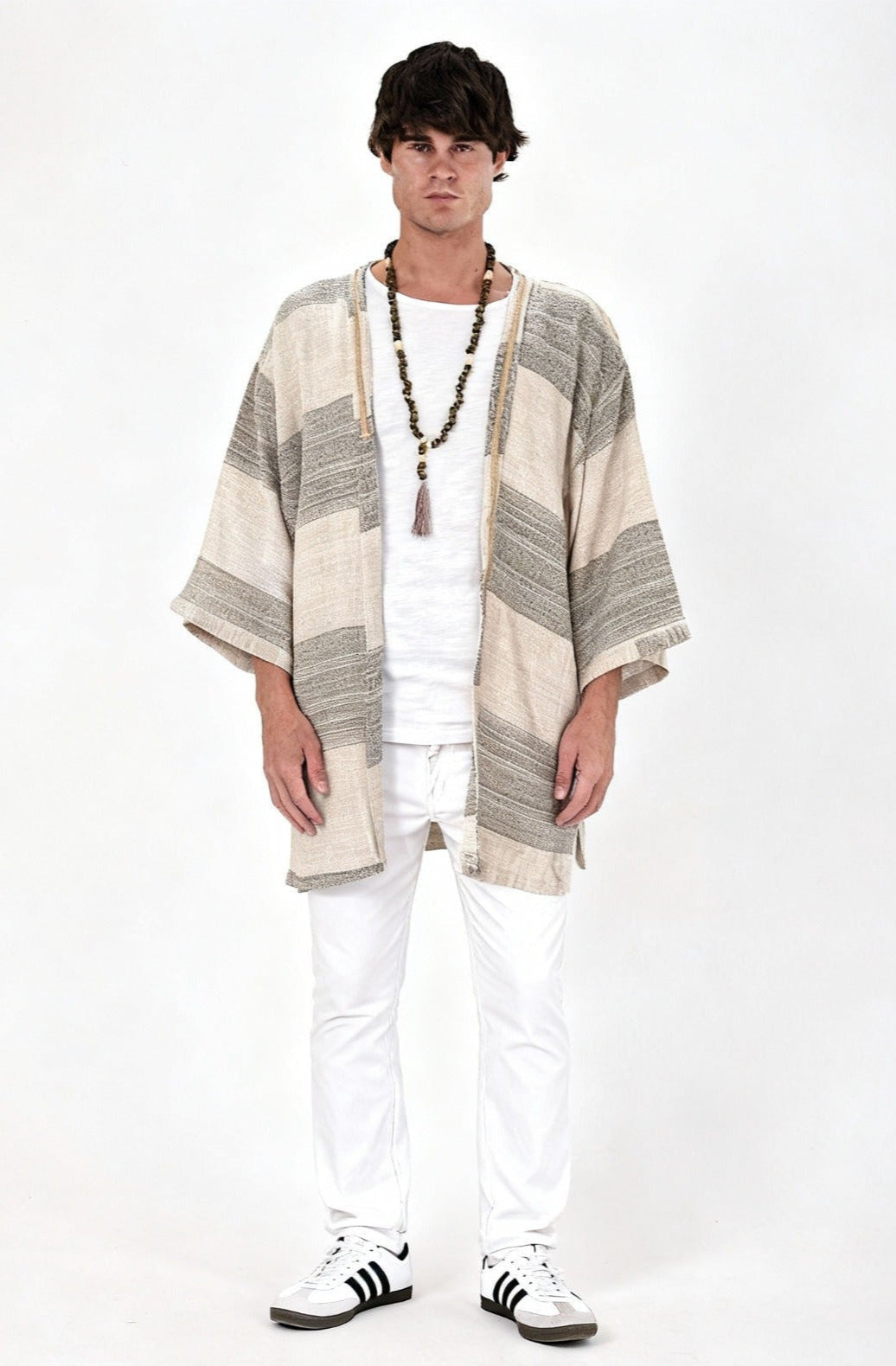 NOPE Buldan Kimono with Straw Detail - Black