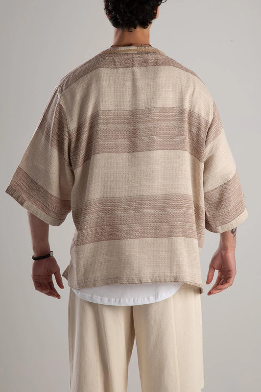 NOPE Buldan Kimono with Straw Detail - Brown