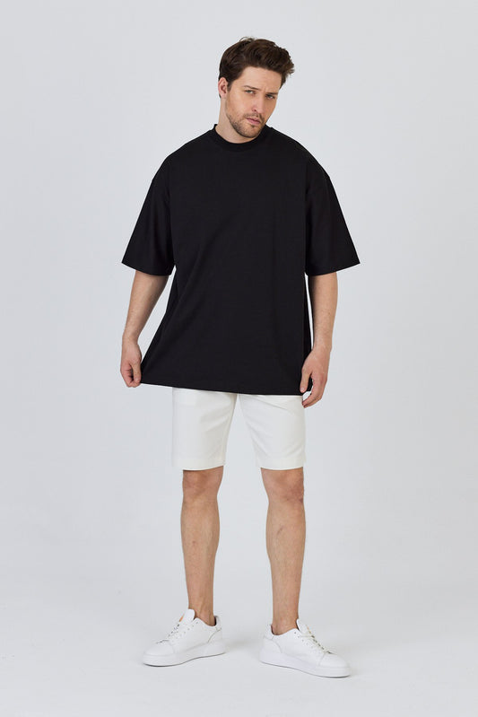 Basic Cotton Crew Neck T-Shirt-Black