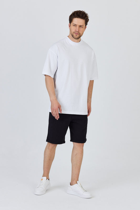 Basic Cotton Crew Neck T-Shirt-White