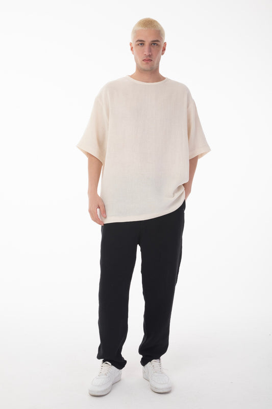 Oversized Muslin T-Shirt-Beige