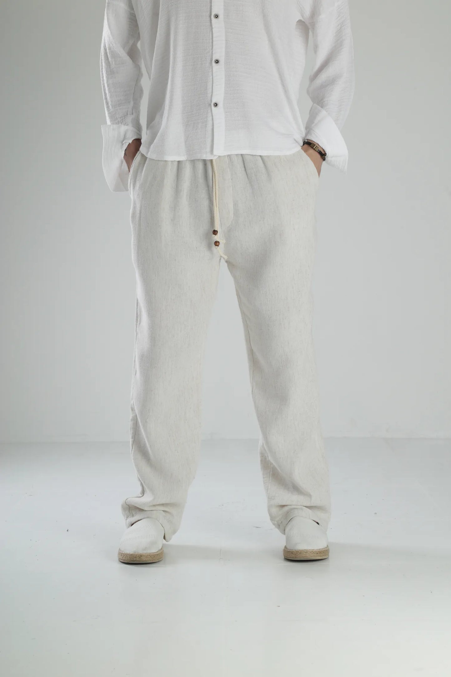 Peskun Linen Baggy Pants - Beige