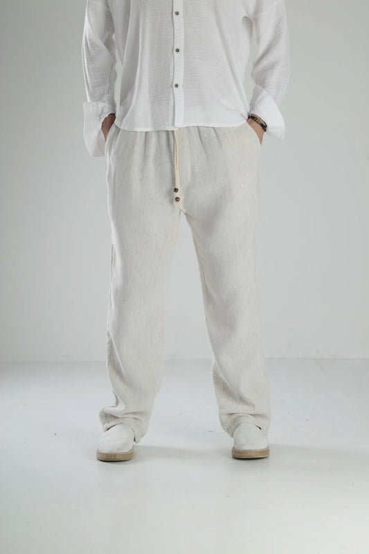Peskun Linen Baggy Pants - Beige