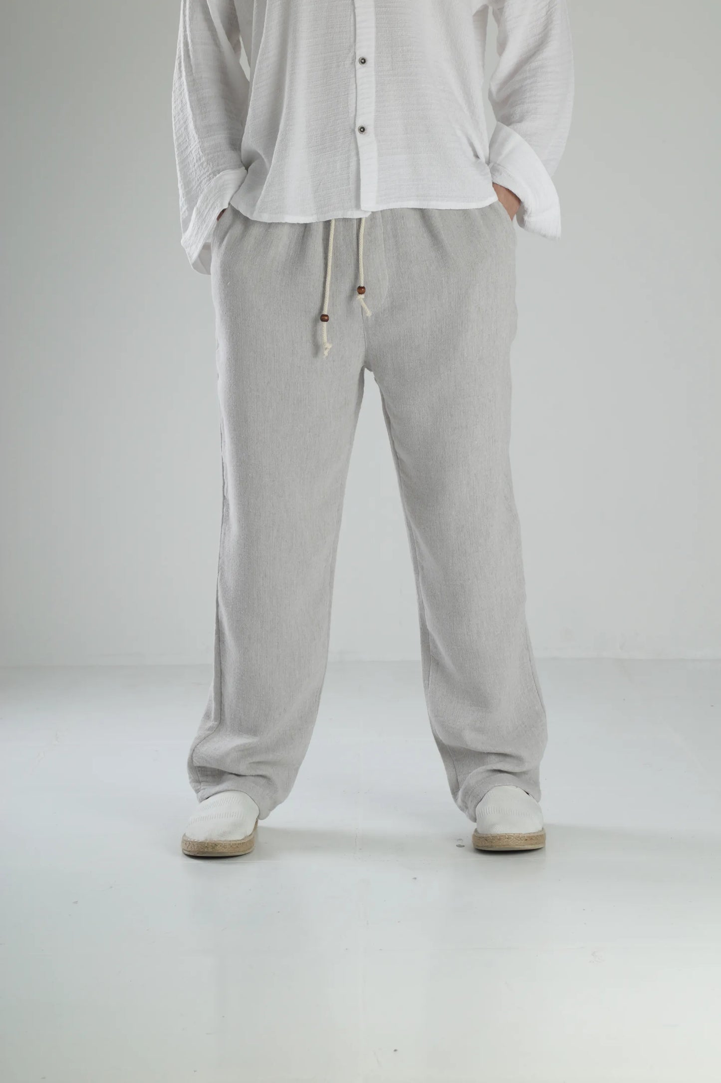 Peskun Linen Baggy Pants - Gray