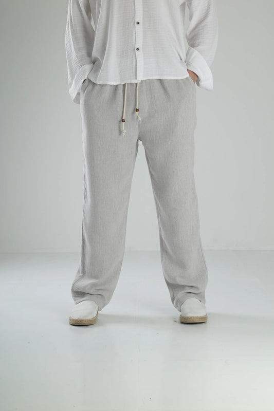 Peskun Linen Baggy Pants - Gray