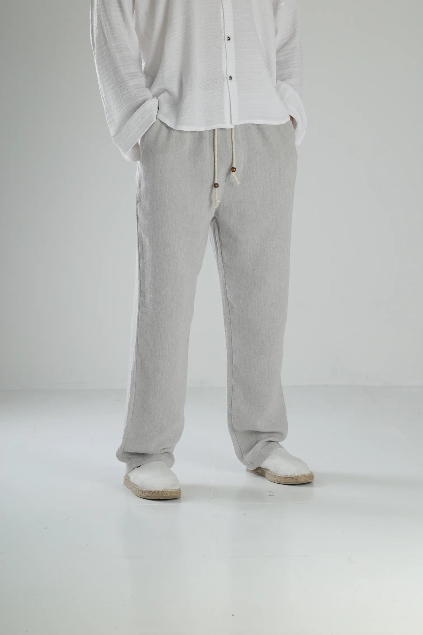 Peskun Linen Baggy Pants - Gray
