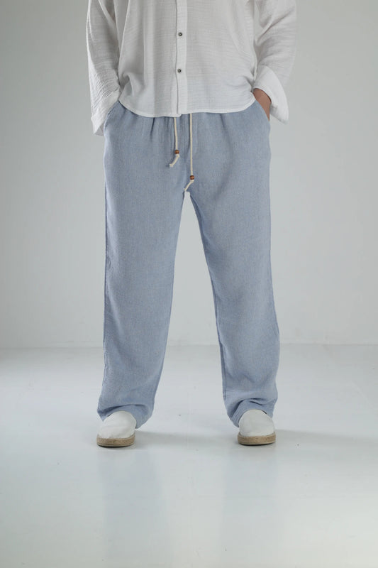 Peskun Linen Baggy Pants - Blue
