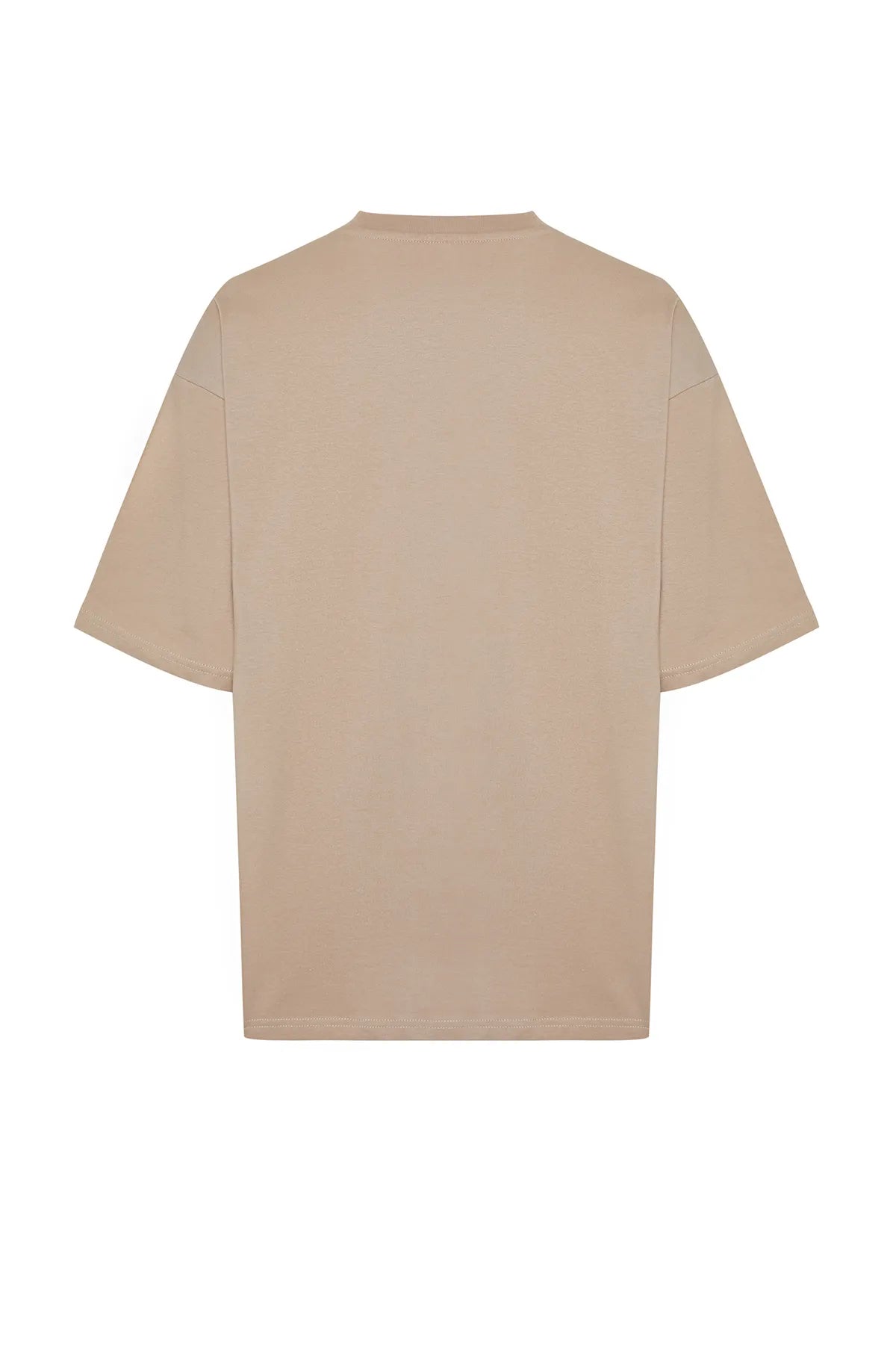 Oversize Mink Colored Cotton T-Shirt