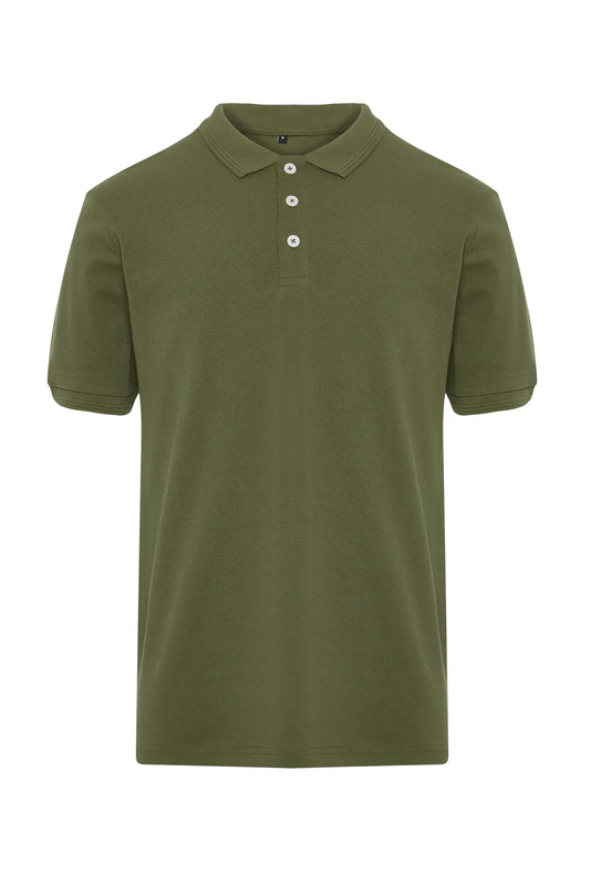 SLN Khaki Polo Neck Slim Fit Short Sleeve T-shirt