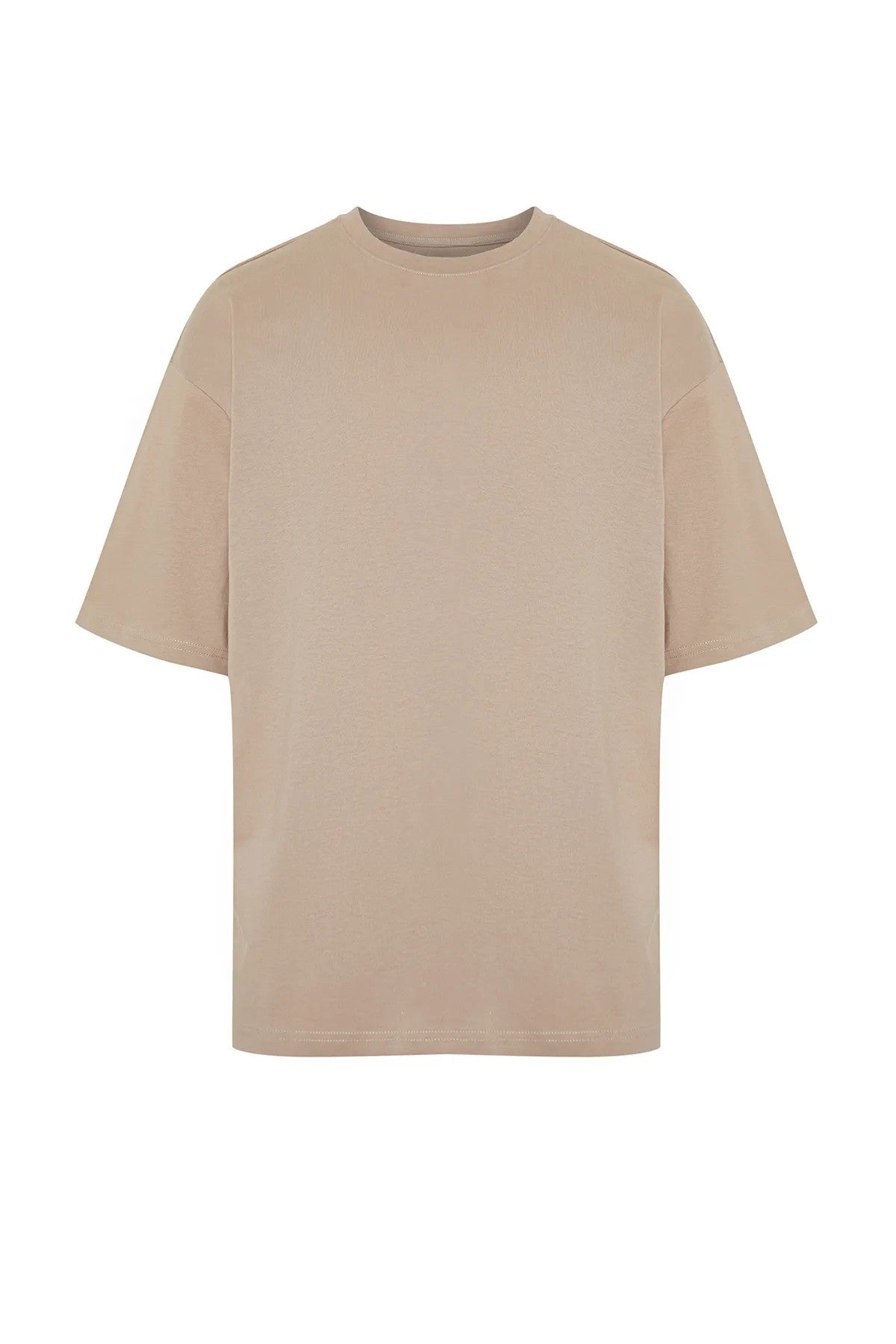 Oversize Mink Colored Cotton T-Shirt