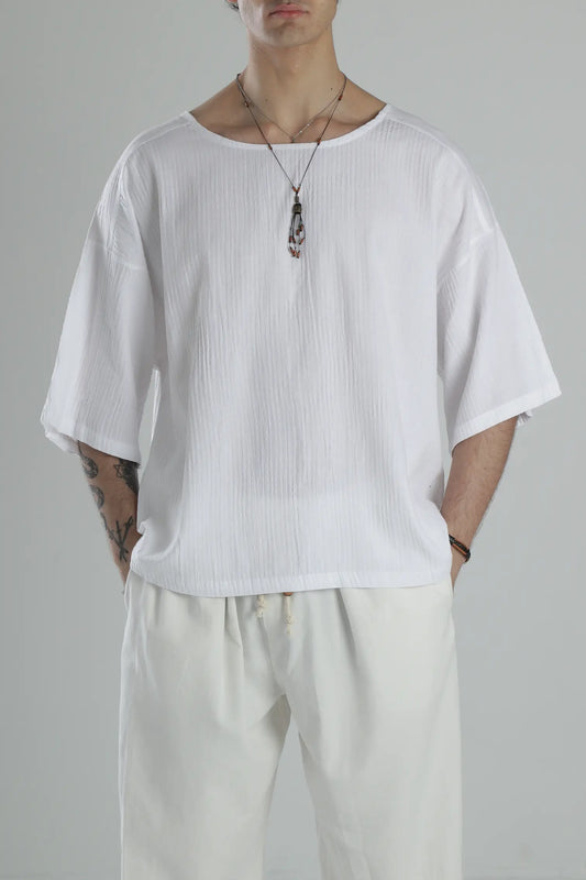 Boho Harem Muslin T-Shirt - White