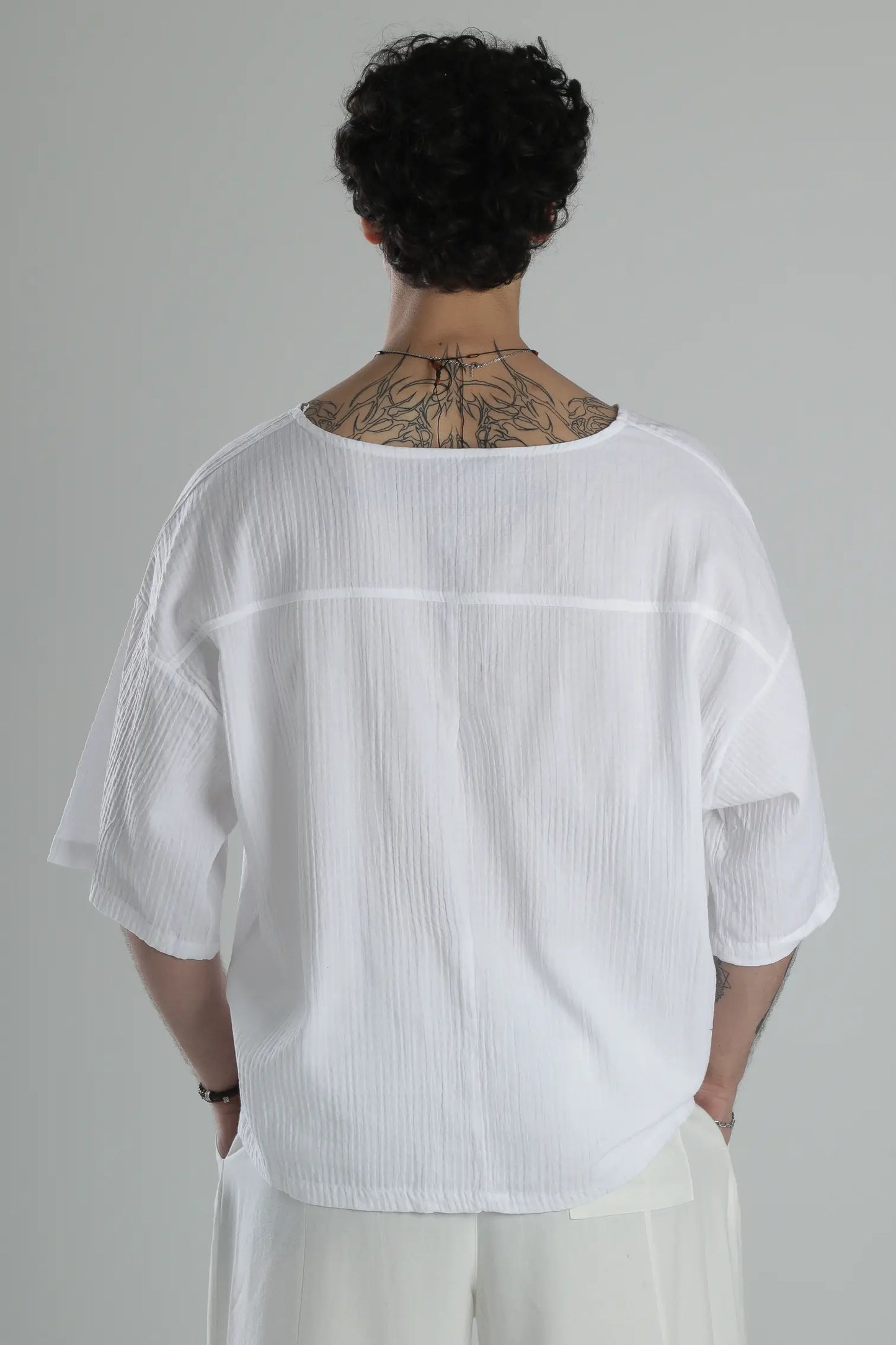 Boho Harem Muslin T-Shirt - White