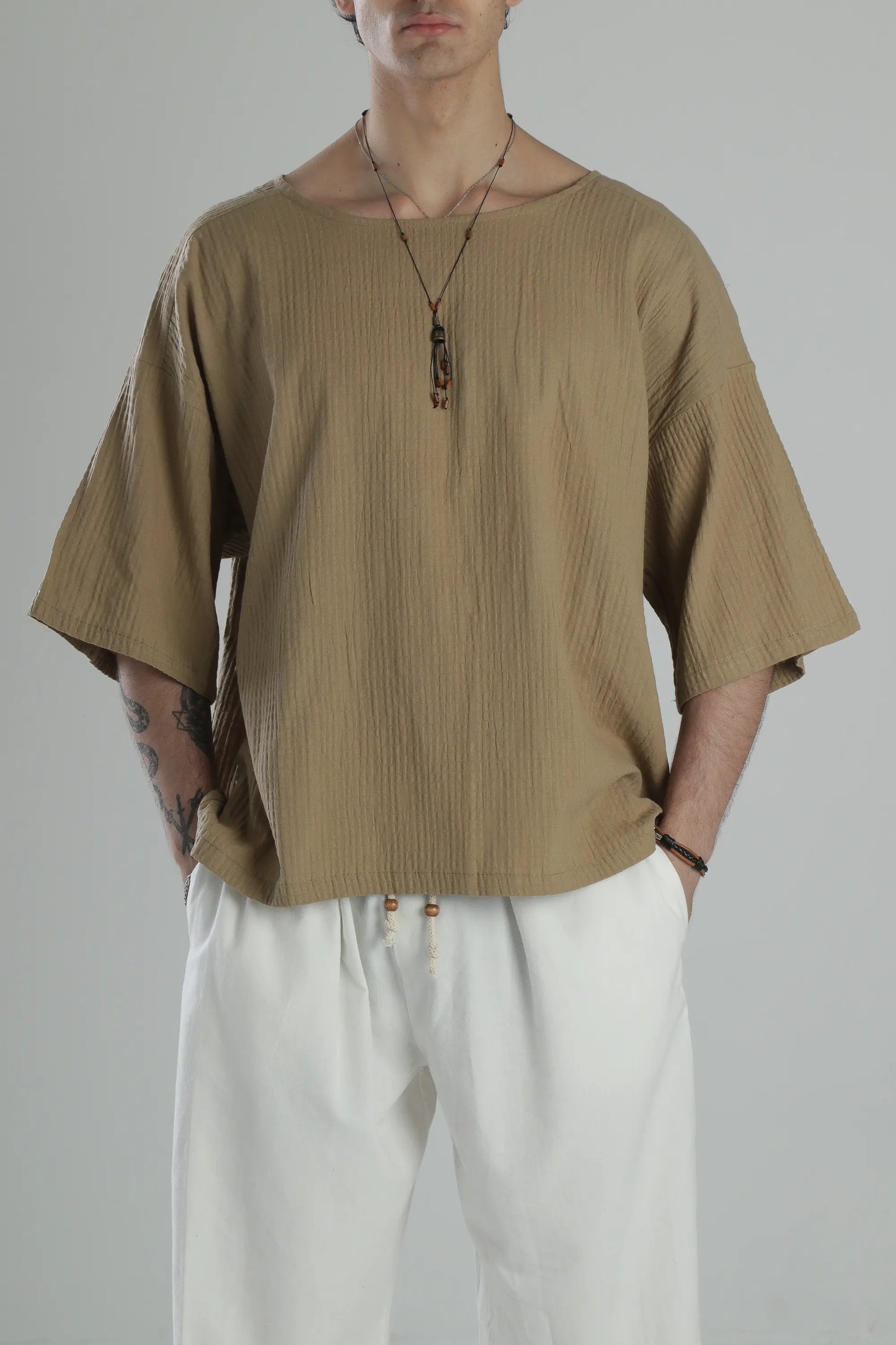 Boho Harem Muslin T-Shirt - Brown