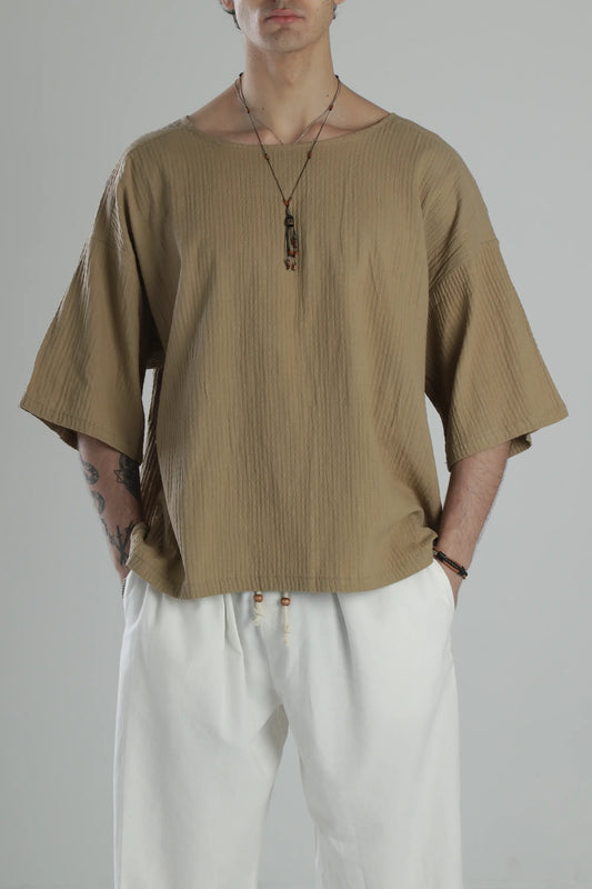Boho Harem Muslin T-Shirt - Brown
