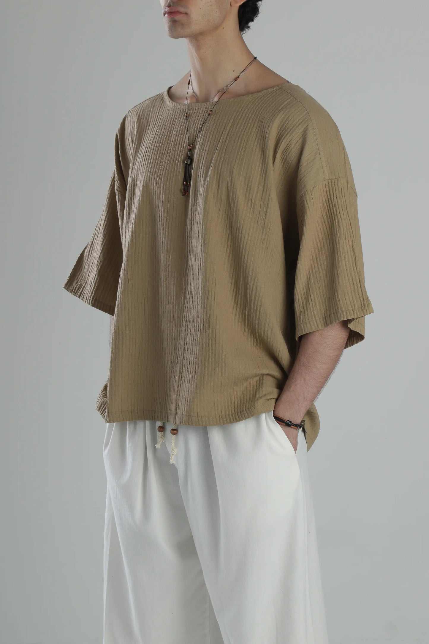 Boho Harem Muslin T-Shirt - Brown