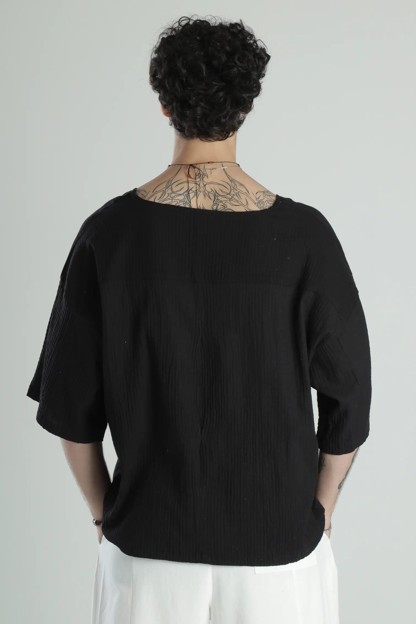 Boho Harem Muslin T-Shirt - Black