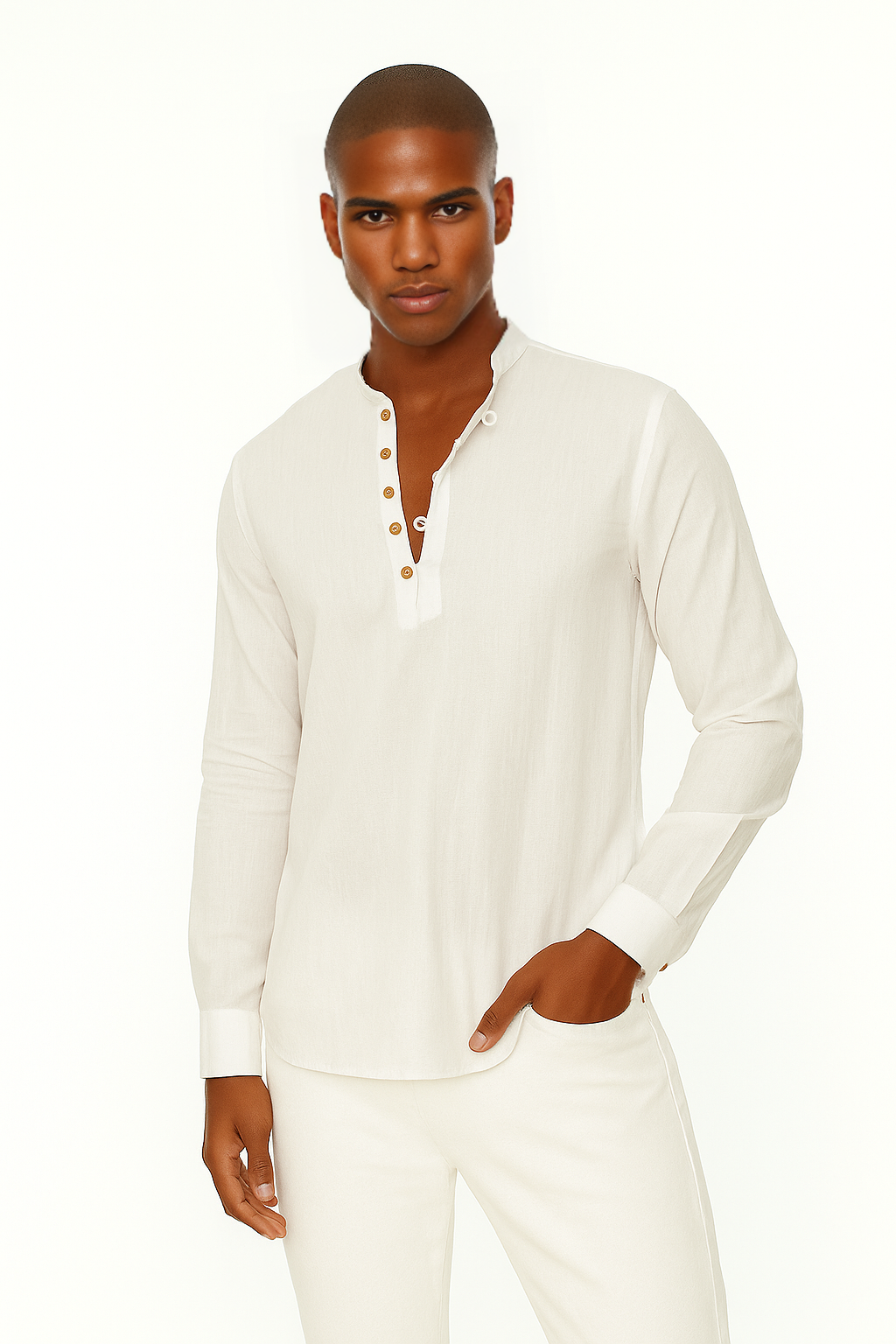 White Slim Fit Dressing Collar Shirt - 100% Cotton