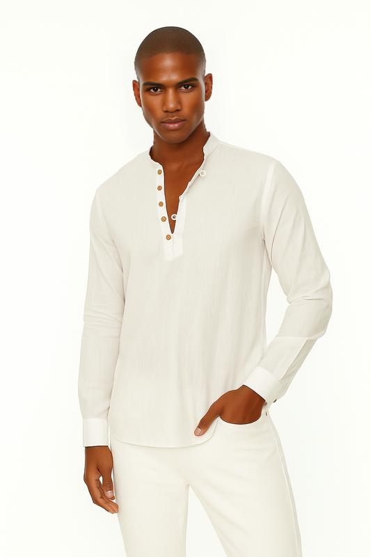 White Slim Fit Dressing Collar Shirt - 100% Cotton
