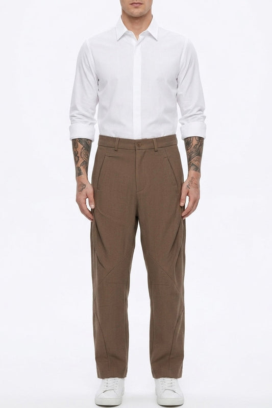 Baggy Pants with Back Pocket - Brown
