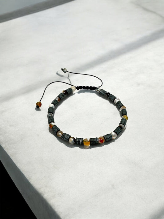 Mixed Natural Stone Bracelet – Silver Hematite Detail