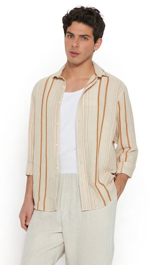 Camel Stripe Shirt - Regular Fit