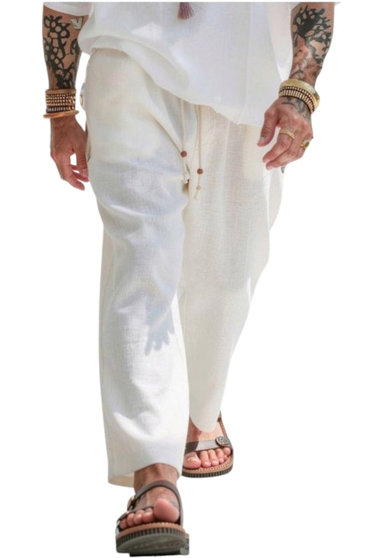 Cotton Relaxed Baggy Pants - White