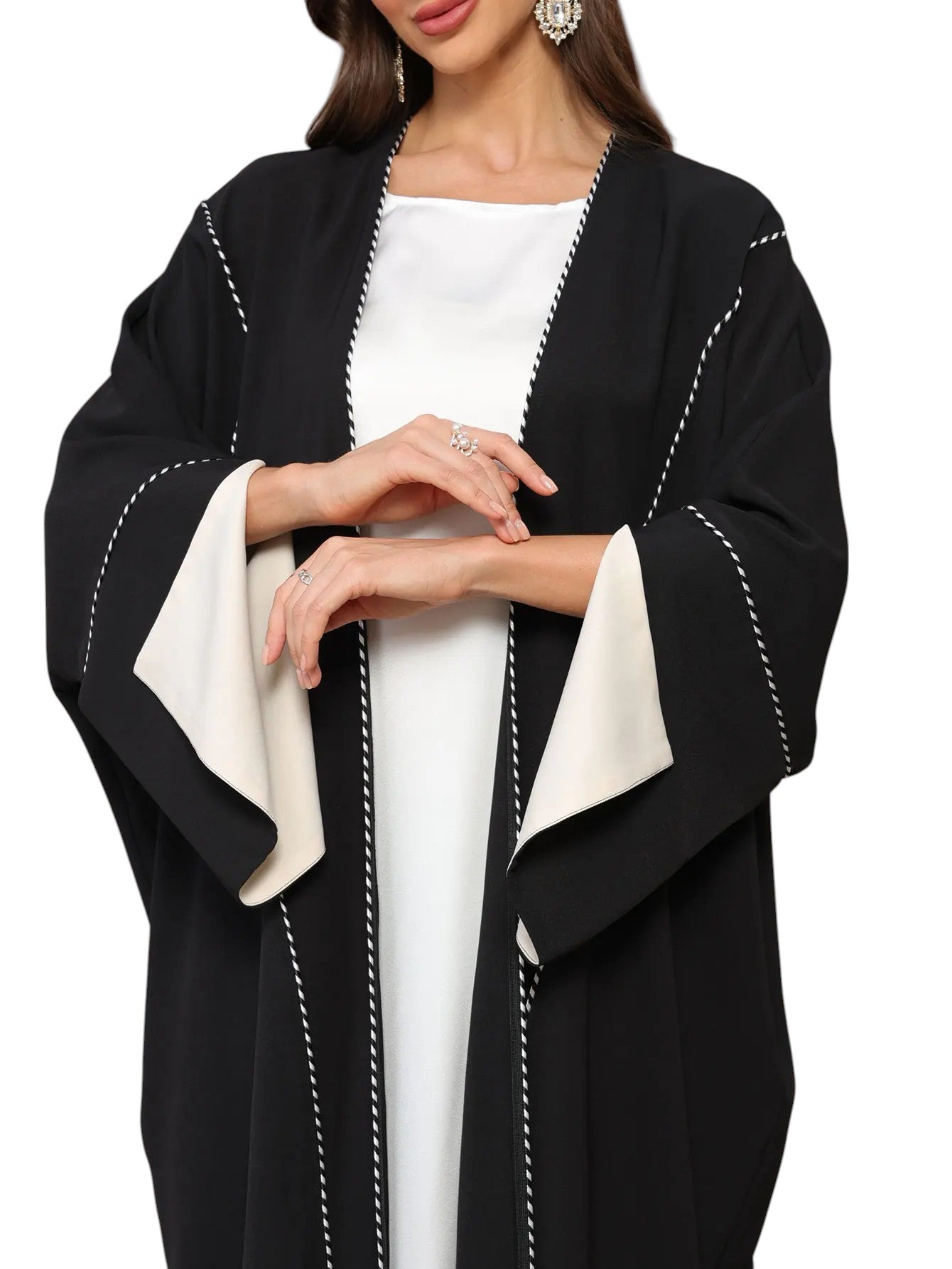 Elegant Long Abaya with Batwing Sleeves