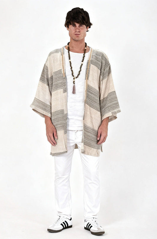 NOPE Buldan Kimono with Straw Detail - Black