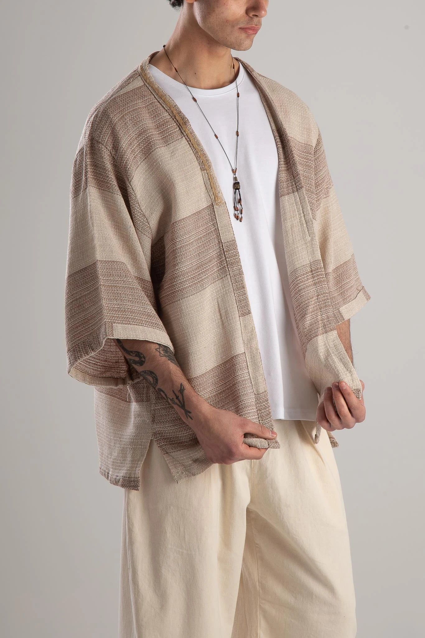 NOPE Buldan Kimono with Straw Detail - Brown