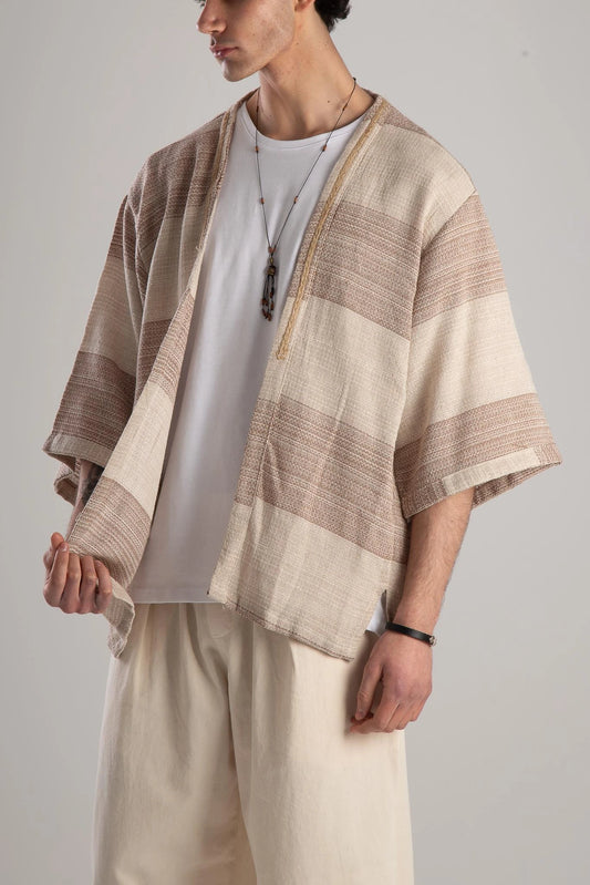 NOPE Buldan Kimono with Straw Detail - Brown