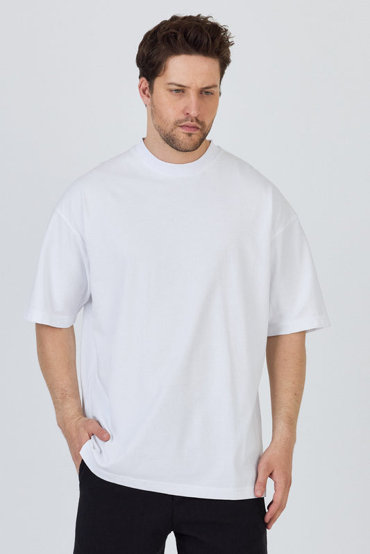 Basic Cotton Crew Neck T-Shirt-White