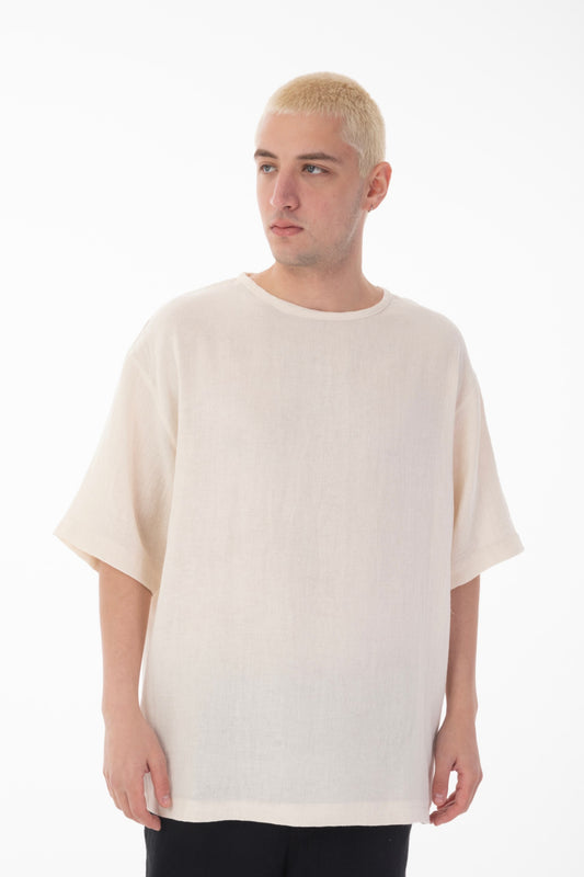Oversized Muslin T-Shirt-Beige