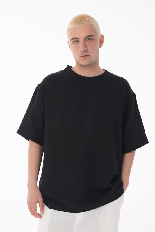 Oversized Muslin T-Shirt-Black