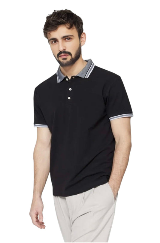 Black Polo Neck Slim Fit T-shirt